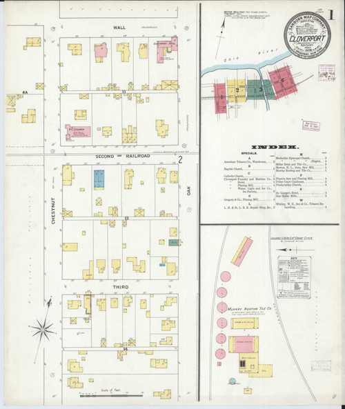 Cloverport Kentucky 1909 - Fire Insurance Index - Old Map Reprint