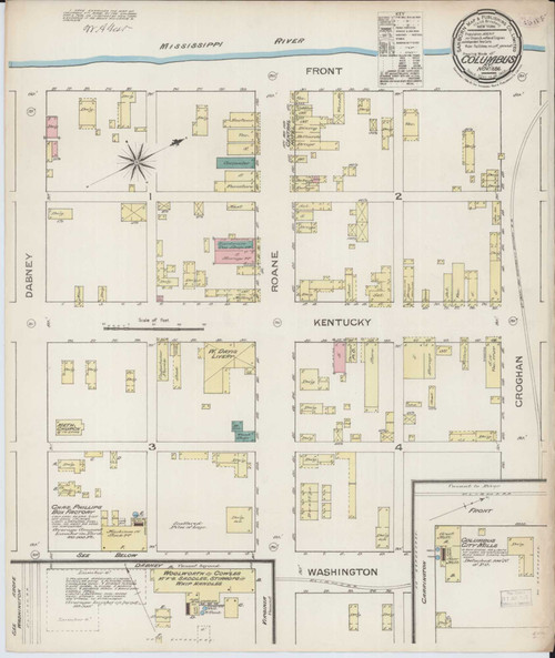 Columbus Kentucky 1886 - Fire Insurance Index - Old Map Reprint