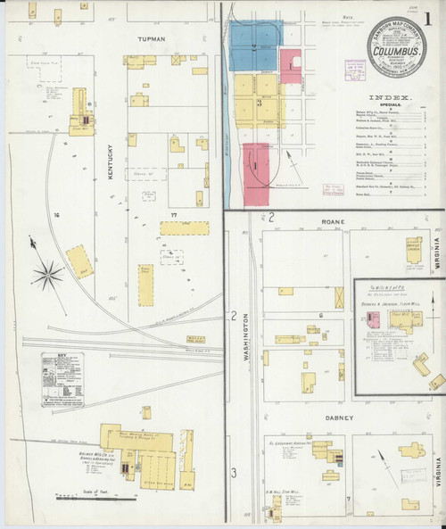Columbus Kentucky 1905 - Fire Insurance Index - Old Map Reprint