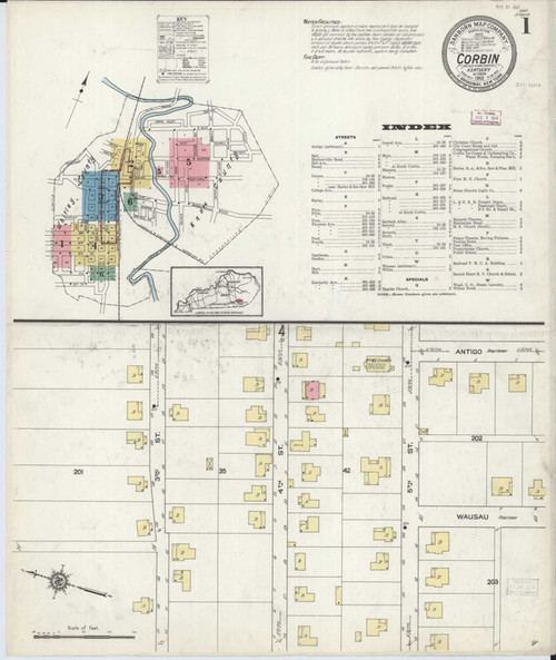 Corbin Kentucky 1913 - Fire Insurance Index - Old Map Reprint