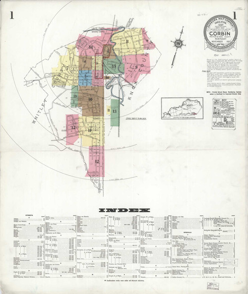 Corbin Kentucky 1923 - Fire Insurance Index - Old Map Reprint