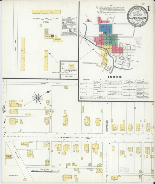 Elizabethtown Kentucky 1907 - Fire Insurance Index - Old Map Reprint