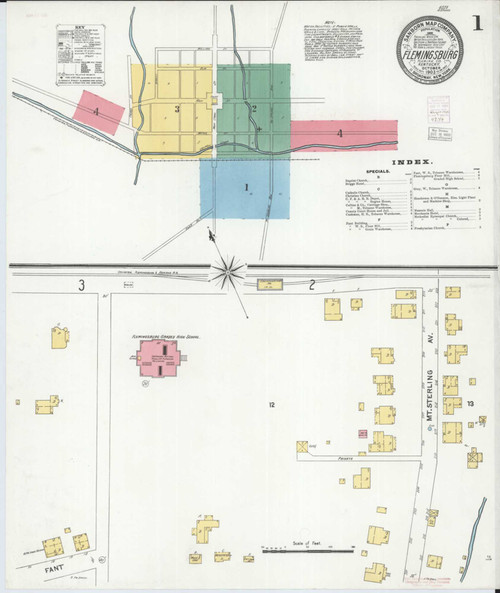 Flemingsburg Kentucky 1903 - Fire Insurance Index - Old Map Reprint