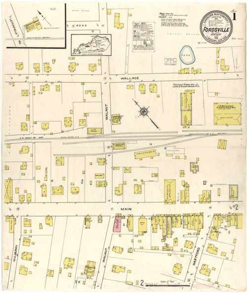 Fordsville Kentucky 1915 - Fire Insurance Index - Old Map Reprint