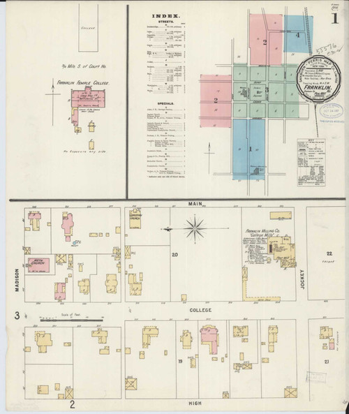 Franklin Kentucky 1897 - Fire Insurance Index - Old Map Reprint