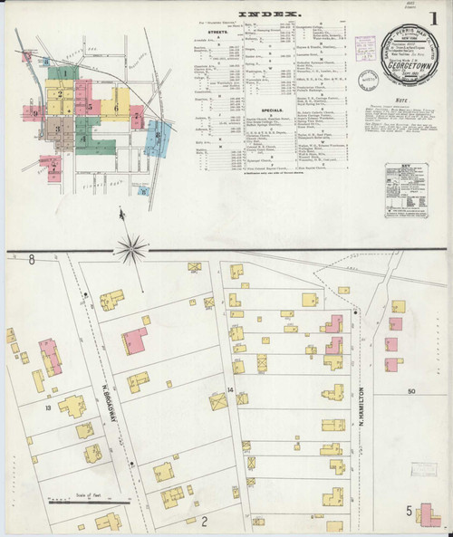 Georgetown Kentucky 1901 - Fire Insurance Index - Old Map Reprint