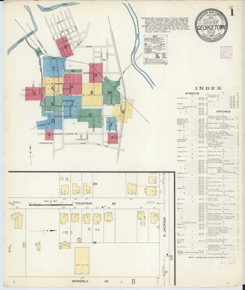 Georgetown Kentucky 1907 - Fire Insurance Index - Old Map Reprint