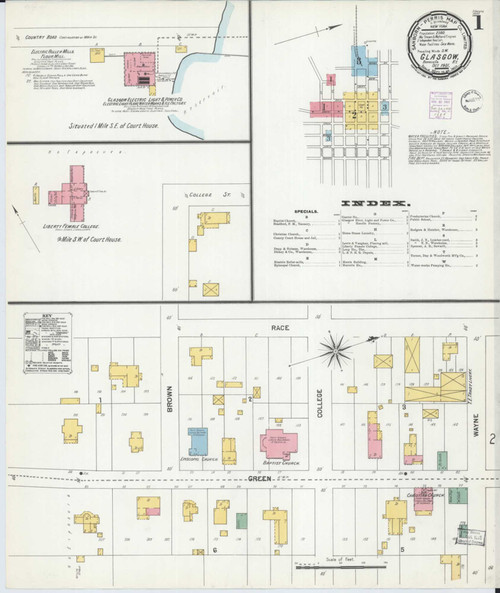 Glasgow Kentucky 1901 - Fire Insurance Index - Old Map Reprint