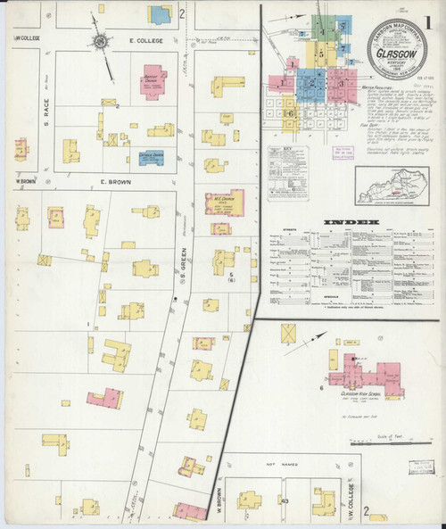 Glasgow Kentucky 1916 - Fire Insurance Index - Old Map Reprint