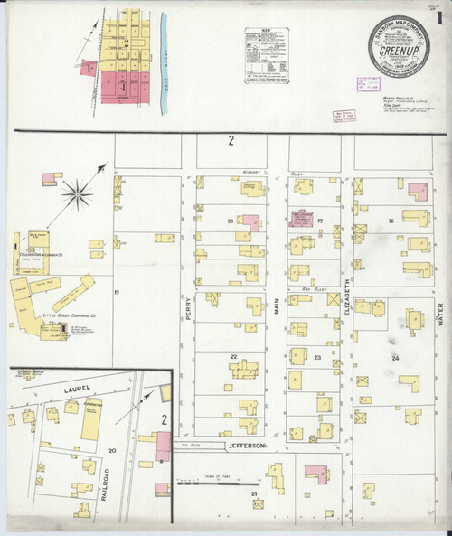 Greenup Kentucky 1909 - Fire Insurance Index - Old Map Reprint