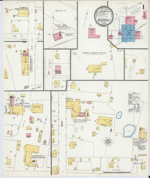 Greenville Kentucky 1898 - Fire Insurance Index - Old Map Reprint