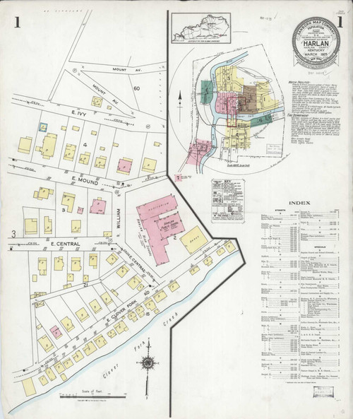 Harlan Kentucky 1925-03 - Fire Insurance Index - Old Map Reprint