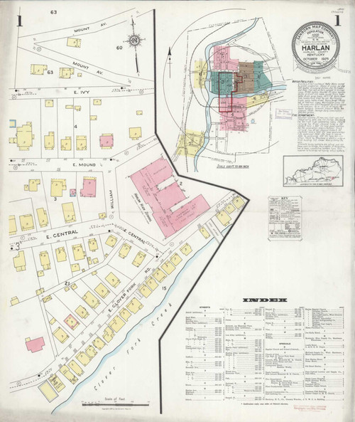 Harlan Kentucky 1925-10 - Fire Insurance Index - Old Map Reprint