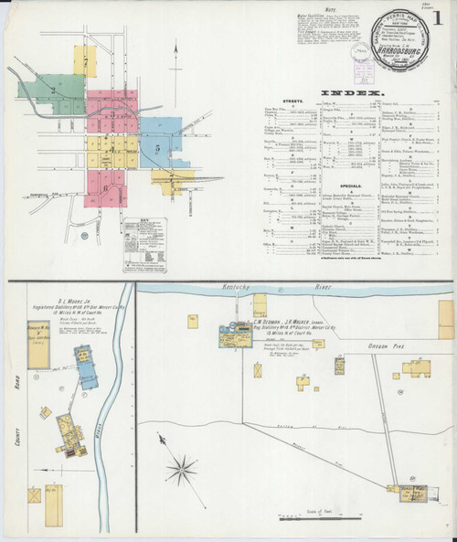 Harrodsburg Kentucky 1901 - Fire Insurance Index - Old Map Reprint