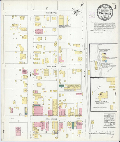 Hawesville Kentucky 1909 - Fire Insurance Index - Old Map Reprint