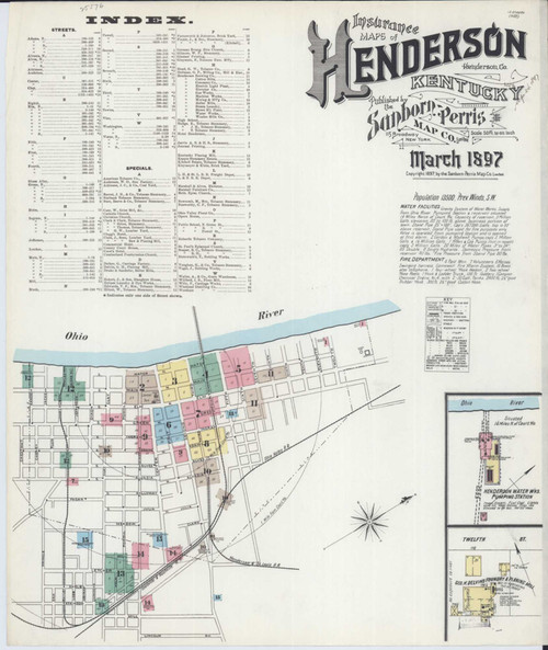 Henderson Kentucky 1897 - Fire Insurance Index - Old Map Reprint