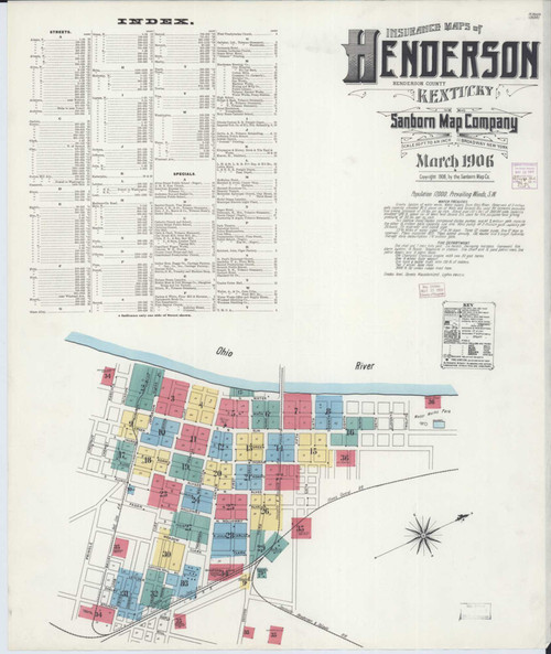Henderson Kentucky 1906 - Fire Insurance Index - Old Map Reprint