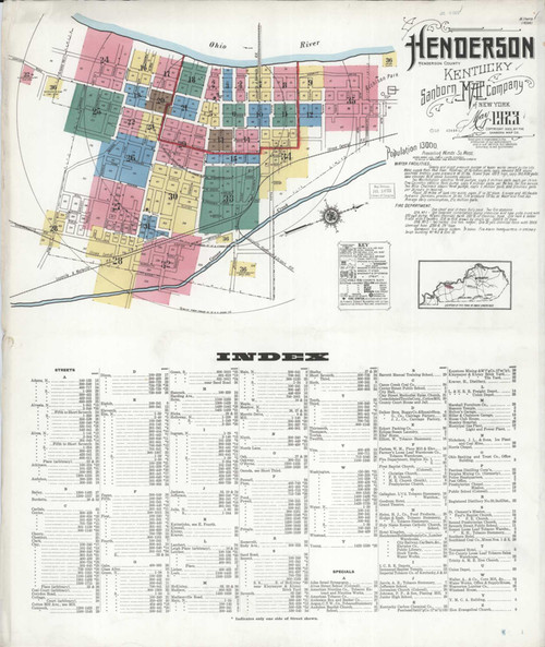 Henderson Kentucky 1923 - Fire Insurance Index - Old Map Reprint