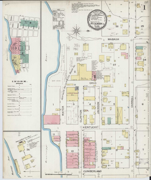 Hickman Kentucky 1892 - Fire Insurance Index - Old Map Reprint