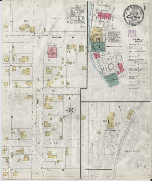 Hickman Kentucky 1905 - Fire Insurance Index - Old Map Reprint