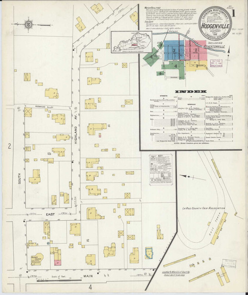 Hodgenville Kentucky 1916 - Fire Insurance Index - Old Map Reprint