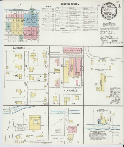 Hopkinsville Kentucky 1892 - Fire Insurance Index - Old Map Reprint