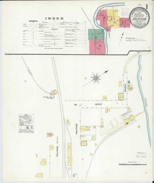 Jackson Kentucky 1908 - Fire Insurance Index - Old Map Reprint