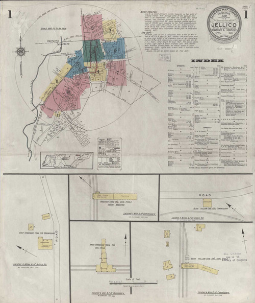 Jellico Kentucky 1923 - Fire Insurance Index - Old Map Reprint