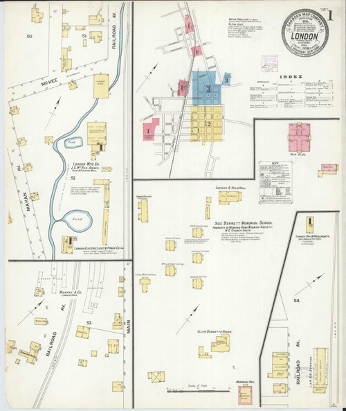 London Kentucky 1908 - Fire Insurance Index - Old Map Reprint