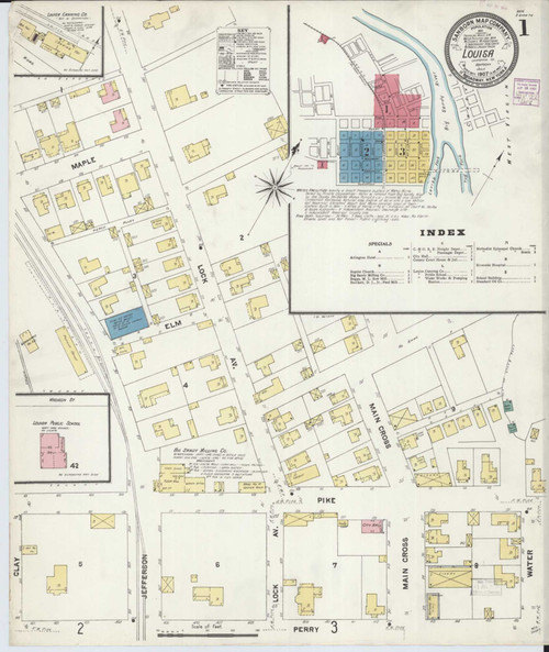Louisa Kentucky 1907 - Fire Insurance Index - Old Map Reprint