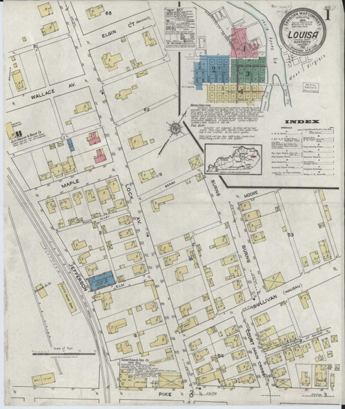 Louisa Kentucky 1921 - Fire Insurance Index - Old Map Reprint