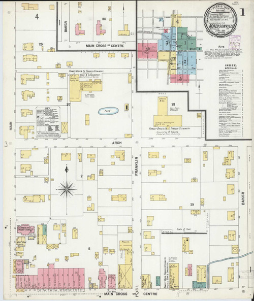 Madisonville Kentucky 1901 - Fire Insurance Index - Old Map Reprint