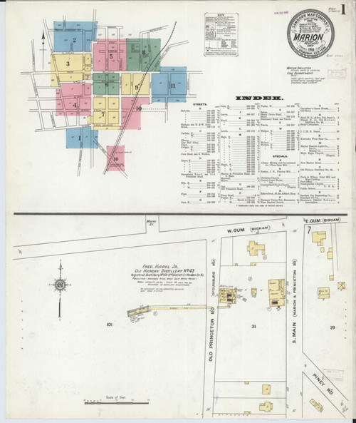 Marion Kentucky 1910 - Fire Insurance Index - Old Map Reprint