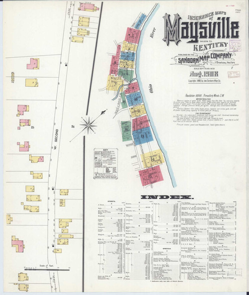 Maysville Kentucky 1908 - Fire Insurance Index - Old Map Reprint