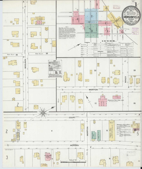 Morganfield Kentucky 1906 - Fire Insurance Index - Old Map Reprint