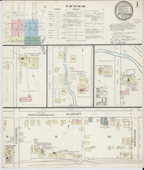 Mount Sterling Kentucky 1886 - Fire Insurance Index - Old Map Reprint