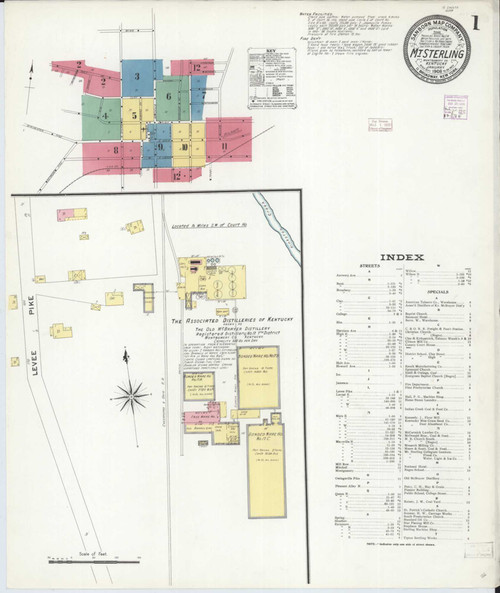 Mount Sterling Kentucky 1908 - Fire Insurance Index - Old Map Reprint
