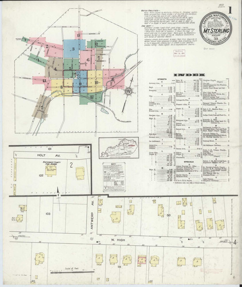 Mount Sterling Kentucky 1914 - Fire Insurance Index - Old Map Reprint
