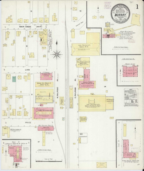 Murray Kentucky 1907 - Fire Insurance Index - Old Map Reprint