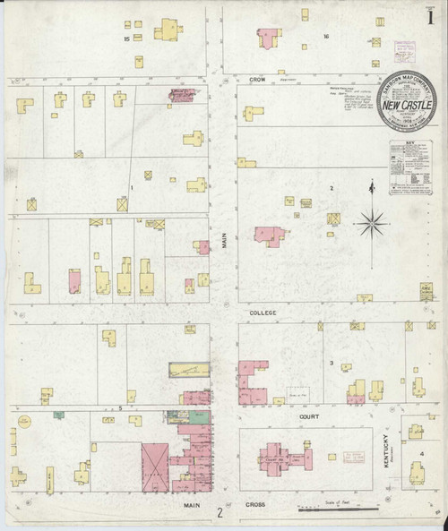 New Castle Kentucky 1908 - Fire Insurance Index - Old Map Reprint