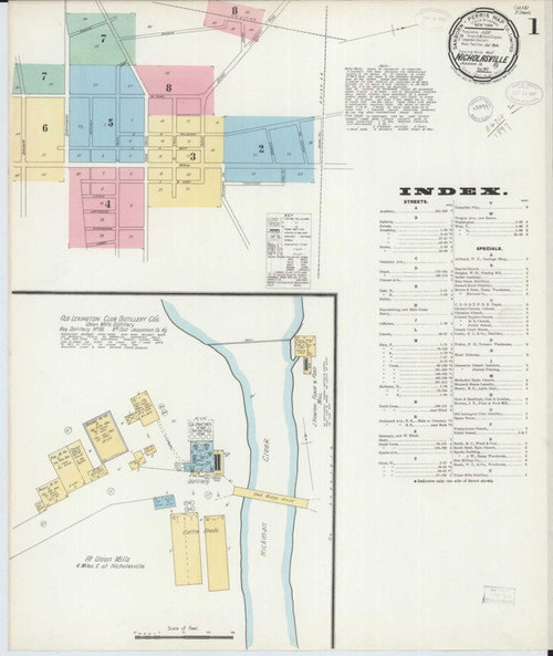 Nicholasville Kentucky 1897 - Fire Insurance Index - Old Map Reprint