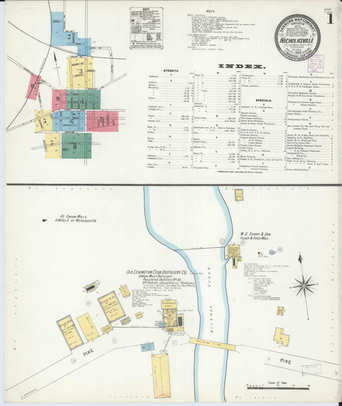 Nicholasville Kentucky 1903 - Fire Insurance Index - Old Map Reprint