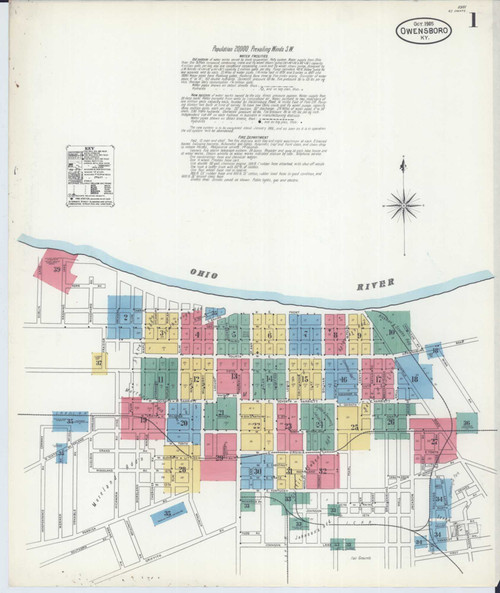 Owensboro Kentucky 1905 - Fire Insurance Index - Old Map Reprint