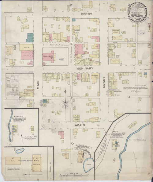 Owenton Kentucky 1885 - Fire Insurance Index - Old Map Reprint