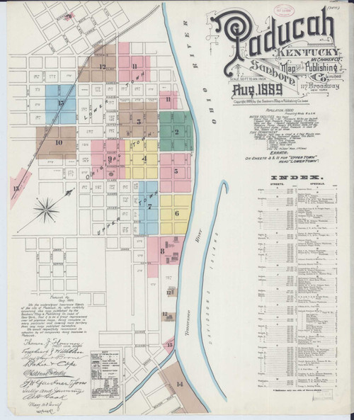Paducah Kentucky 1889 - Fire Insurance Index - Old Map Reprint