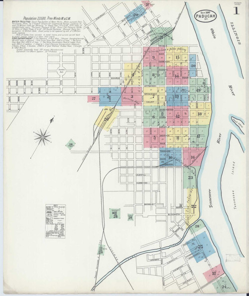 Paducah Kentucky 1897 - Fire Insurance Index - Old Map Reprint