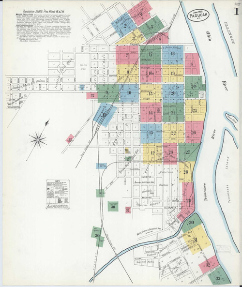 Paducah Kentucky 1901 - Fire Insurance Index - Old Map Reprint