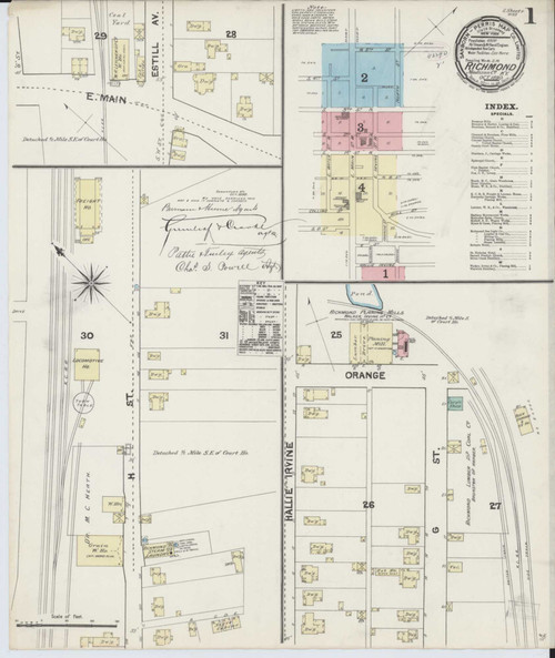 Richmond Kentucky 1890 - Fire Insurance Index - Old Map Reprint