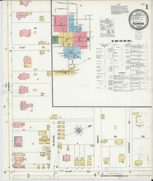 Richmond Kentucky 1901 - Fire Insurance Index - Old Map Reprint