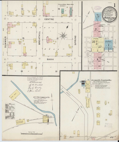 Russellville Kentucky 1886 - Fire Insurance Index - Old Map Reprint